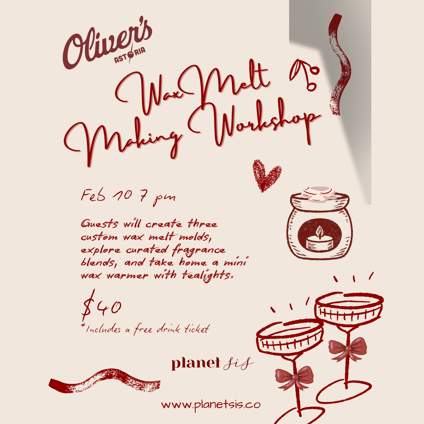 Oliver's Astoria X Planet Sis Wax Melt Making Event